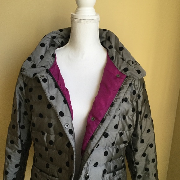 Jacket Lands End Polka-dot Gray/black sz M Down - Picture 4 of 6
